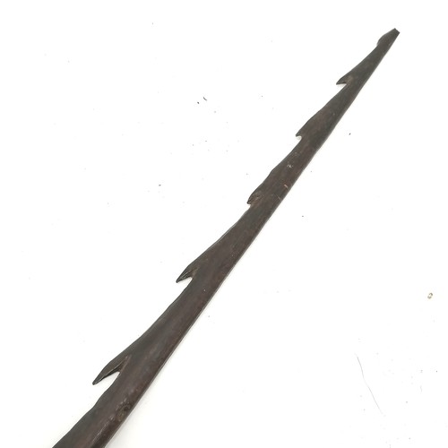 191 - Antique Aboriginal hand carved barbed spear / hunting weapon - 92cm - some losses to barbs