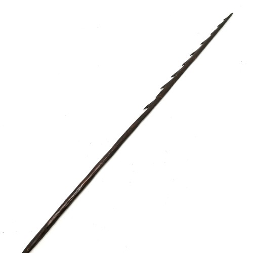 191 - Antique Aboriginal hand carved barbed spear / hunting weapon - 92cm - some losses to barbs