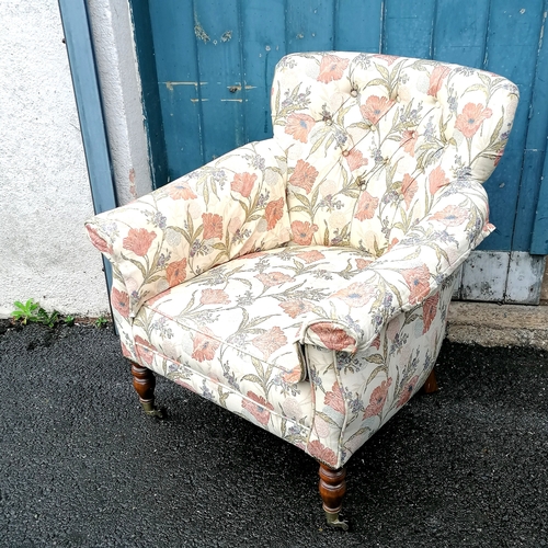 196 - Antique small button back armchair - 77cm wide x 82cm high x 78cm deep ~ In good used condition