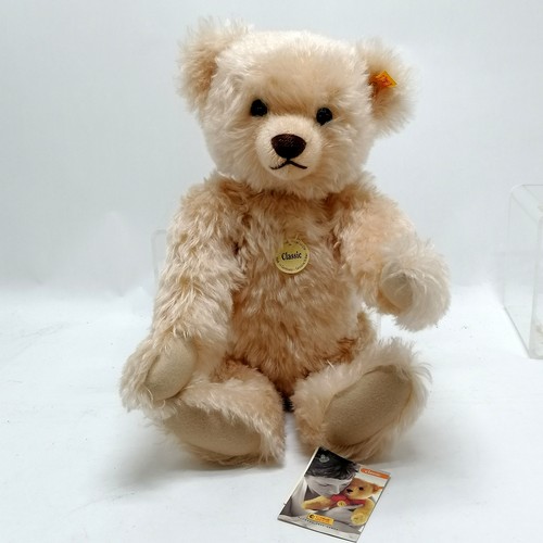 207 - Steiff jointed mohair classic teddy with growl has swing tags 44cm high- In good used condition