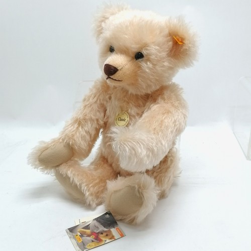 207 - Steiff jointed mohair classic teddy with growl has swing tags 44cm high- In good used condition