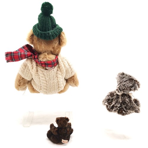 209 - 3 x bears inc June Kendall (30cm inc green hat), 2 smaller jointed bears (inc Deans Rag Book)