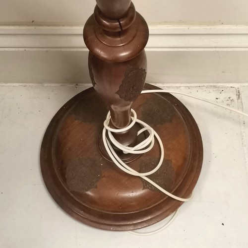 213 - Hardwood Indian? standard lamp base. 160cm high