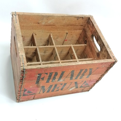 215 - Original Friary Meux wooden crate dated 9-62 ~ 40cm x 29cm x 28cm & lacks 1 part of a divider & has ... 