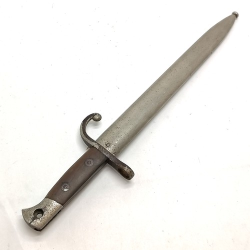 217 - Antique military bayonet with original scabbard - 43cm long ~ marked U145 to scabbard tag & crown ma... 