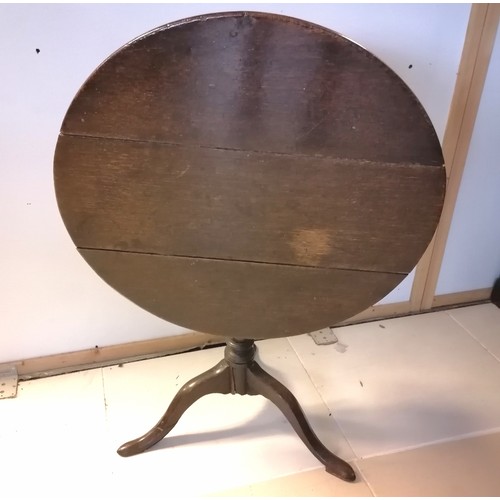 218 - Antique mahogany tilt top circular table 76cm diameter - Some old repairs to base and top