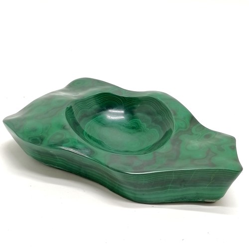 220 - Heavy polished large malachite dish - 25cm across & 3.7kg