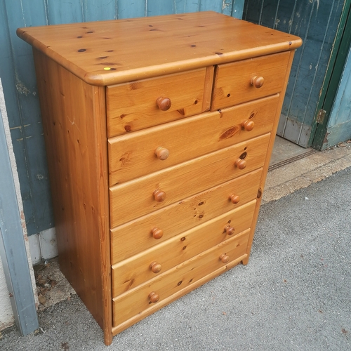 223 - Pine chest of drawers. 108cm high x 32cm long x 49cm deep