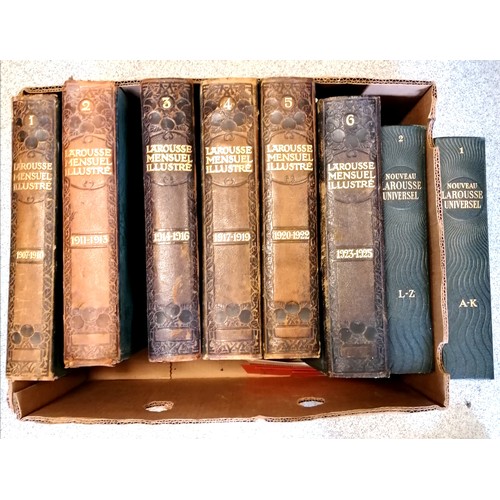 224 - 6 x French volumes (inc WWI) of 'Larousse Mensuel Illustre' (1907-10, 1911-13, 1914-16, 1917-19, 192... 