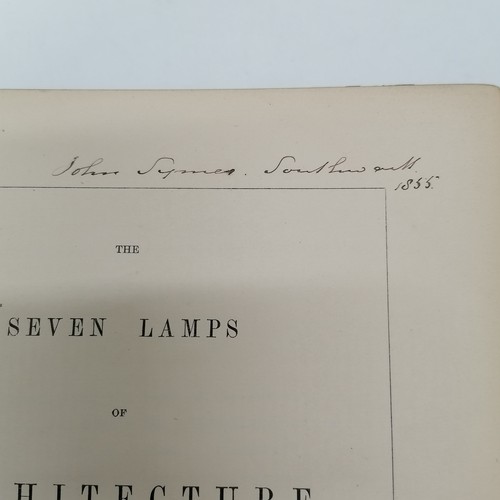 229 - 1849 book - The seven lamps of architecture by John Ruskin (1819-1900) ~ separation from front cover... 