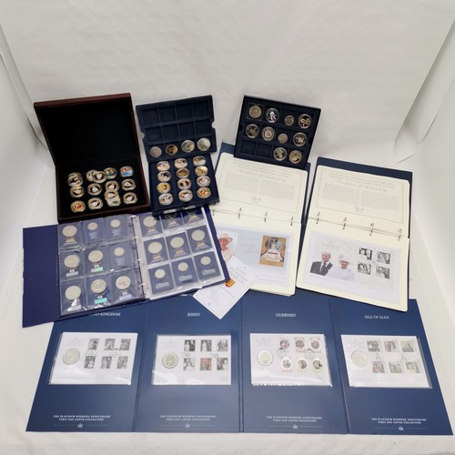 239 - Qty of mostly royalty coins / covers inc 19 x £5 coins, 50p's, folder with 4 x £5 FDC's etc