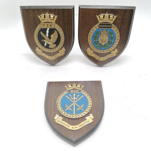 244 - 3 X naval shields - 800 / 736 Naval Air Squadron & HMS Dundas - 18cm x 15cm