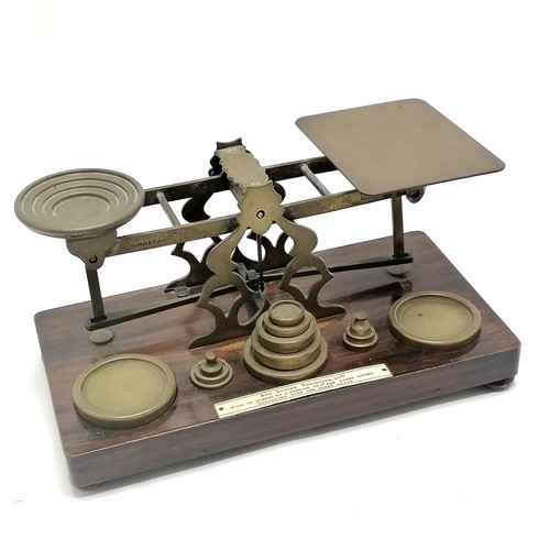 246 - C.1880 S Mordan & Co letter scales with weights - 26cm x 14cm x 13cm high