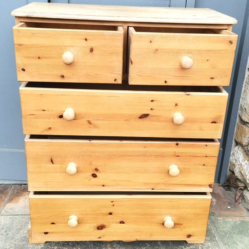 266 - Tall pine chest of drawers 45cm deep x 90 cm wide x 115cm high - in good used condition