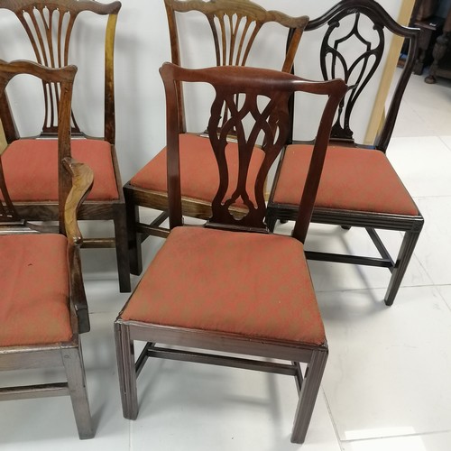 272 - Set of four antique oak Hepplewhite style dining chairs, comprising of 3 dining chairs and a carver ... 