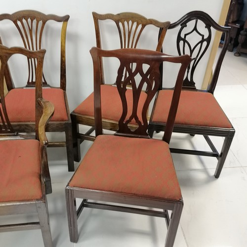 272 - Set of four antique oak Hepplewhite style dining chairs, comprising of 3 dining chairs and a carver ... 