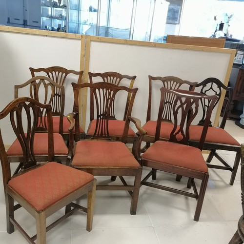 272 - Set of four antique oak Hepplewhite style dining chairs, comprising of 3 dining chairs and a carver ... 