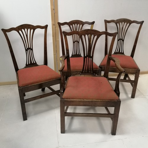 272 - Set of four antique oak Hepplewhite style dining chairs, comprising of 3 dining chairs and a carver ... 