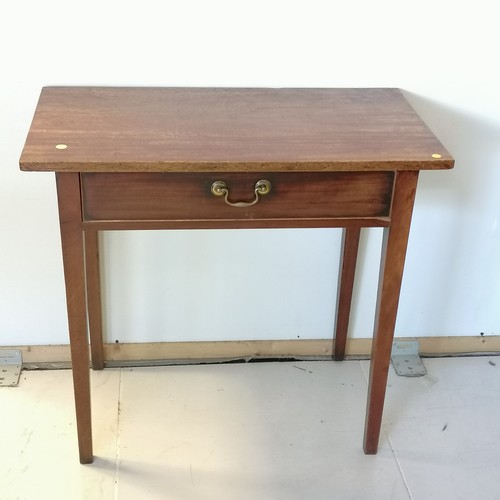 275 - An Antique mahogany side table, with single frieze drawer. on square tapered legs,  76 cm in width, ... 