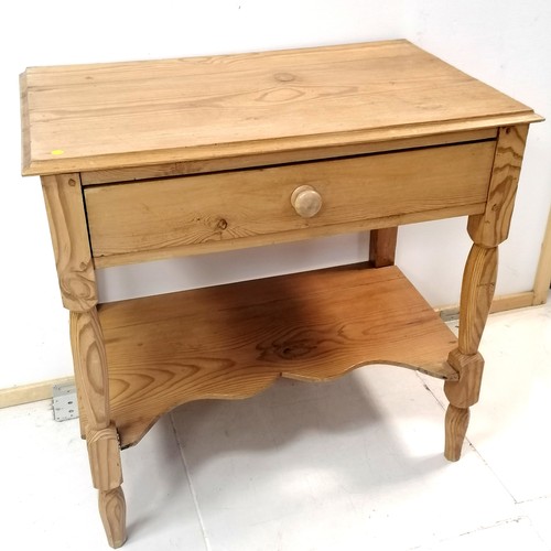 287 - An Antique pine washstand with single frieze drawer on turned legs, 82 cm in width, 80cm in height, ... 