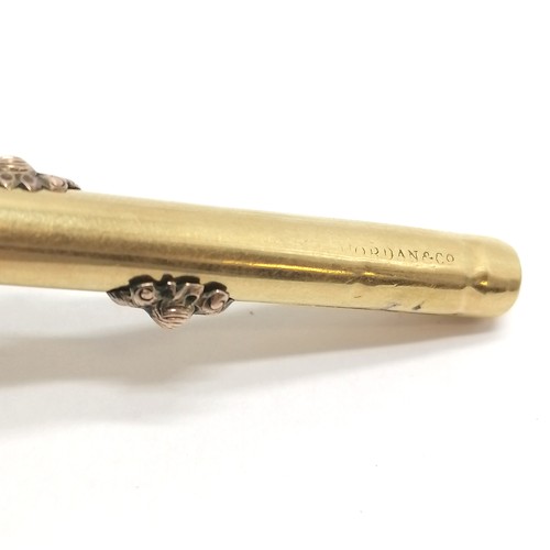 288 - Mordan & Co unmarked 18ct gold cased combination propelling pencil & dip pen - 7cm extended & 11.3g ... 