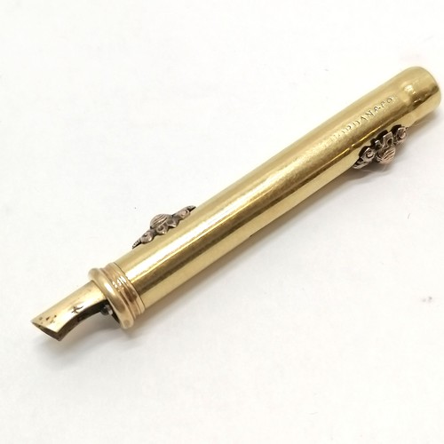 288 - Mordan & Co unmarked 18ct gold cased combination propelling pencil & dip pen - 7cm extended & 11.3g ... 