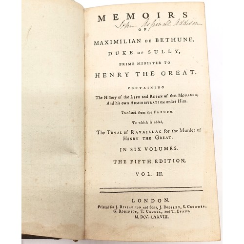 296 - 3 x books - 1798 Life of Catharine II (vol I), 1778 Memoirs of Maximilian de Bethune (vol III) & Gol... 