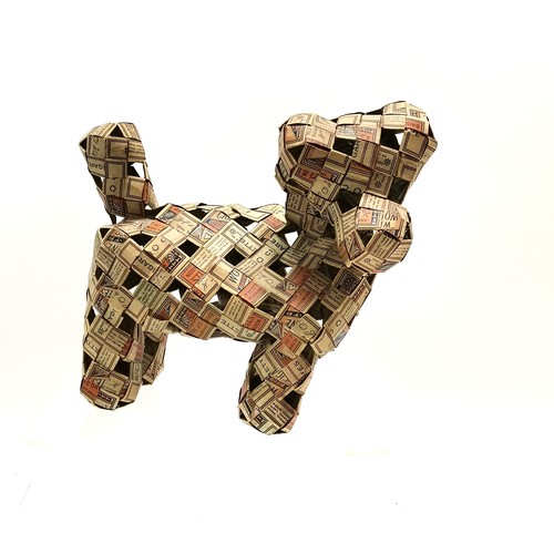 297 - Novelty Wills Woodbine advertising/promotional dog made from interwoven Wills Woodbine cigarette pac... 