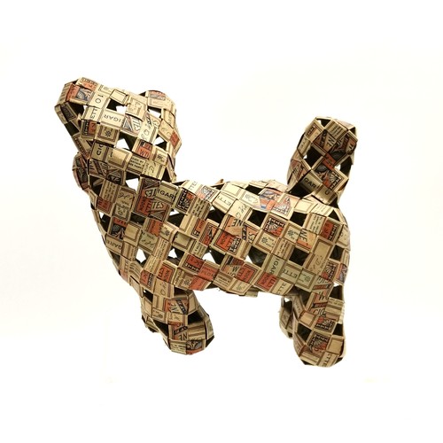 297 - Novelty Wills Woodbine advertising/promotional dog made from interwoven Wills Woodbine cigarette pac... 