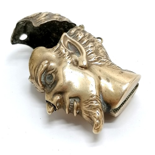 324 - Antique novelty brass Lucifer / devil vesta case - 4.5cm high ~ lacks button to sprung catch (which ... 