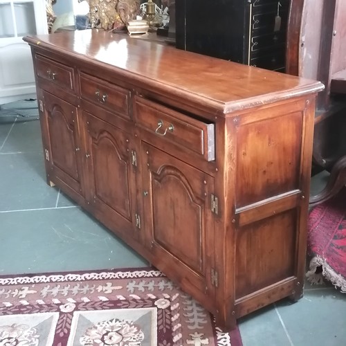 336 - A Country style dresser base, fitted with three drawers & three cupboards, on square block legs, 172... 