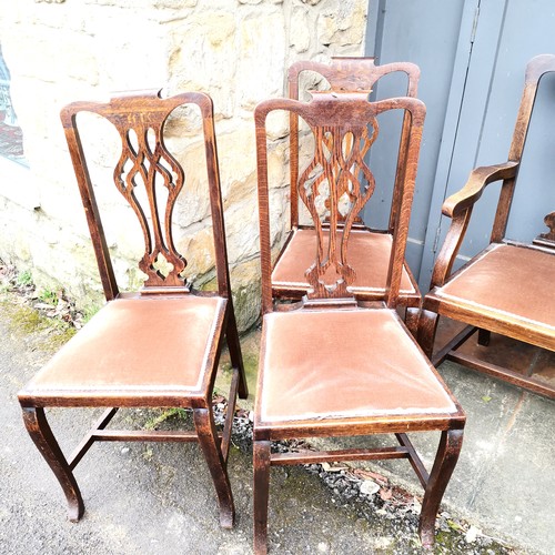 337 - Set of Eight antique Hepplewhite style dining chairs, two carvers and six dining, all with brown plu... 