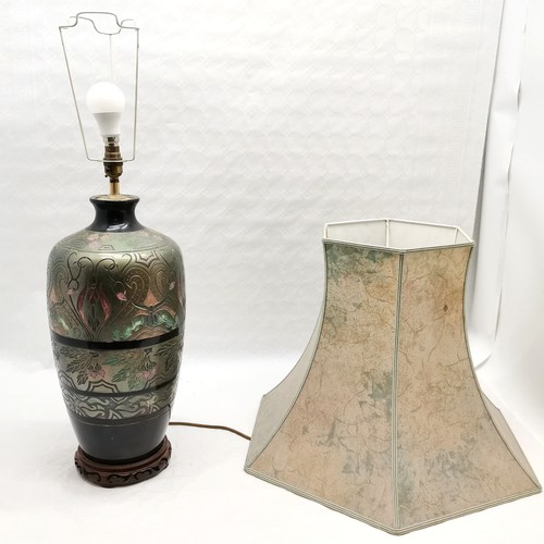 339 - Large ceramic lamp base and shade 95cm total height. in good used condition.