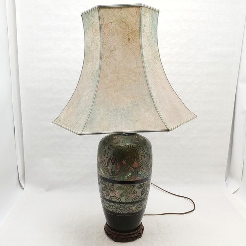 339 - Large ceramic lamp base and shade 95cm total height. in good used condition.