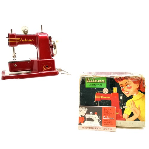 355 - Boxed Vulcan Senior childs sewing machine (with booklet) t/w octagonal wooden chessboard (30cm acros... 