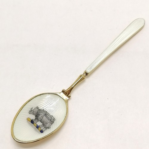 359 - Sterling silver 'The Worshipful Society of Apothecaries' enamel spoon with Dürer's Rhinoceros crest ... 