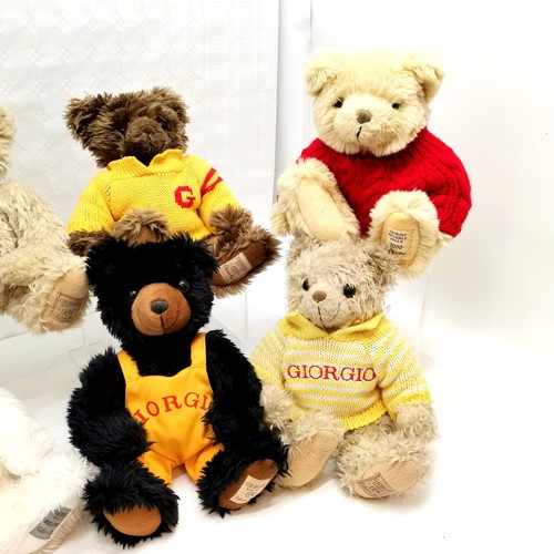 410 - 7 x Giorgio Armani Beverly Hills teddy bears - tallest 36cm