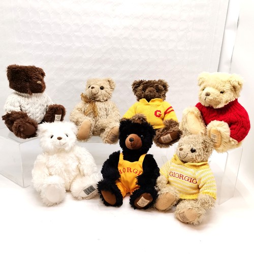 410 - 7 x Giorgio Armani Beverly Hills teddy bears - tallest 36cm