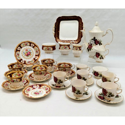 417 - Royal Albert Tea service in the Lady Hamilton pattern, 1 cup missing, in good used condition, t/w Pa... 