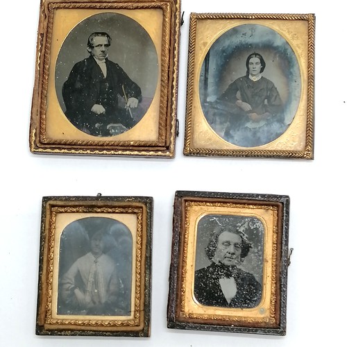 440 - 4 ambrotype framed and unframed portrait photographs largest 9cm x 8cm etc.