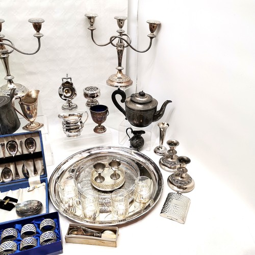 469 - Large collection of assorted silver plated items to include 4 piece tea set and tray, sugar scuttle ... 