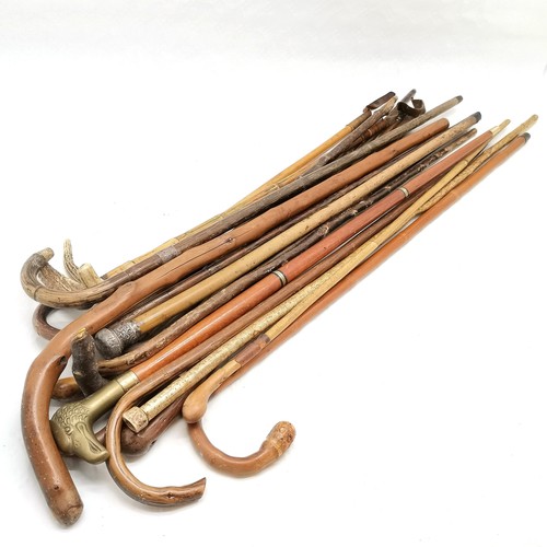 470 - Collection of assorted walking sticks and canes, some with silver mounts t/w 4 riding crops, 1 silve... 