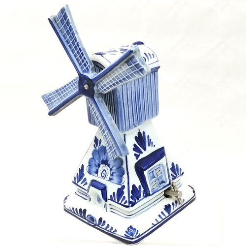 476 - A Portuguese blue and white decorated umbrella stand 46 cm high x 20 cm diameter t/w assorted Delft ... 