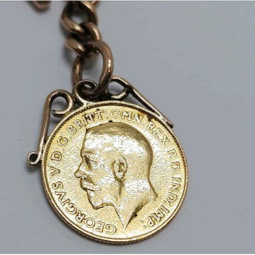 481 - George V medallion (touch tests as 18ct gold) on an antique 9ct t-bar suspender t/w 2 unmarked gold ... 