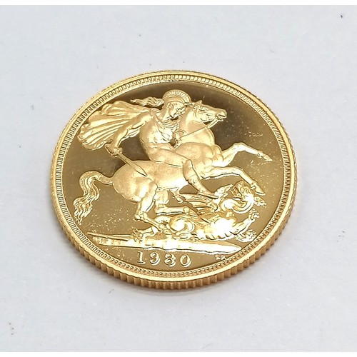 482 - 1980 QEII gold sovereign coin in capsule