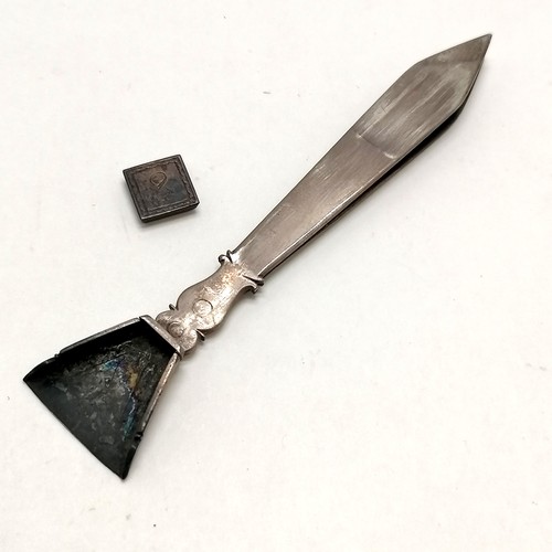 489 - Antique ebony cased diamond scales with original unmarked silver tweezers / scoop & balance scales w... 