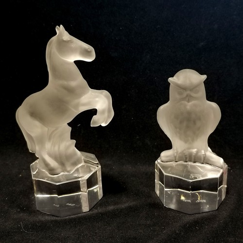 536 - Goebel glass owl & horse figures (horse 13cm high)