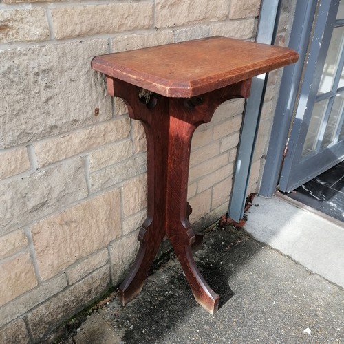 374 - Ecclesiastical carved oak candle stand/reading table, 52 cm in length, 90 cm in height, 30 cm in dep... 