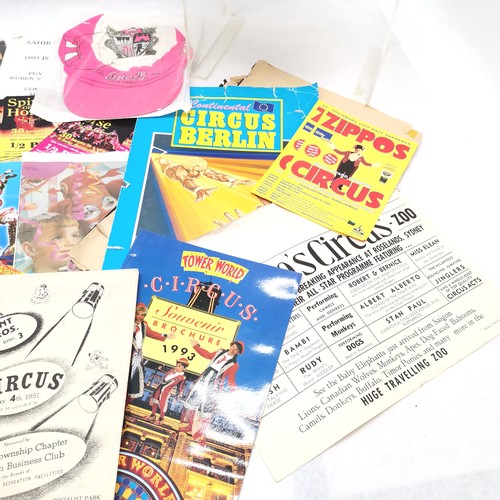 504 - Collection of Various Circus memorabilia, to include assorted programmes, books and a cap.