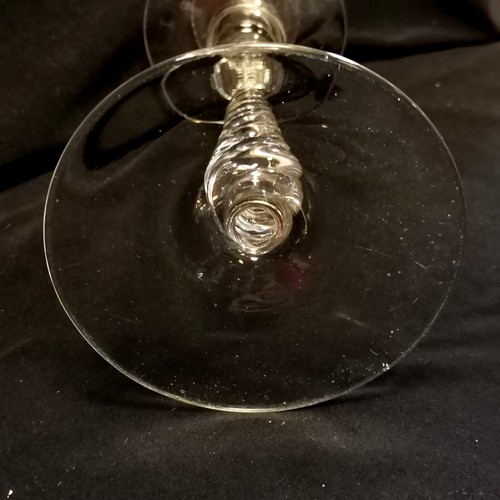 521 - Pair of barley twist glass candlesticks, 22 cm high, cut crystal scent bottle, another t/w set of 4 ... 